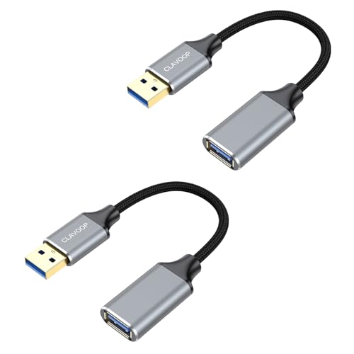 Short USB Extension Cable 6 inch 2 Pack, USB A 3.0 Extender Male to Female Cord Braided Compatible with Flash Drive, Printer, Camera, Mouse, Keyboard, Headset, Phone - size: 0.5FT
