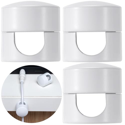 SmallCat 3 Sets Charger Holders for Cords, White Adjustable Cable Anchor Holders, Adhesive Metal Cord Clips, Cable Management Wire Organizers for Desk, Office, Nightstand - color: White, size: 3 Sets