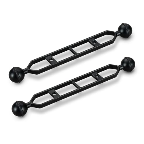 2Pcs 1" Ball to YS Head Adapter with 9'' Extension Arm Aluminum Alloy Underwater Dual Ball Arm for Strobe/Video Light/Diving Camera Tray, Waterproof and Rustproof