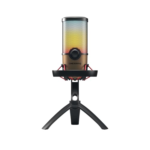 Cherry UM 9.0 PRO RGB, USB Microphone with RGB Lighting, for Gaming, Streaming, Podcast, ASMR, 4 Polar Patterns, Compatible with PC/Mac/PS4/PS5, Black/Copper - color: UM 9.0 RGB PRO