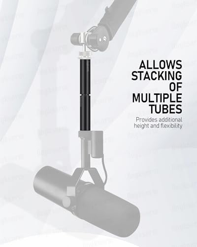 6-INCH Mic Stand Extension Tubes/Rods Parts (2PCS), Universal 5/8-27" Thread, Fits Most Mic Booms, Gooseneck Arms, Bases - KE26XL - size: 6-INCH 2PCS
