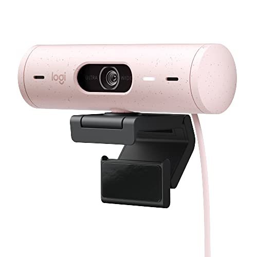 Logitech Brio 500 Full HD 1080p Webcam with Auto Light Correction, Dual Noise Reduction Mics, Privacy Cover, Works with Teams, Meet, Zoom - Rose - color: Rose