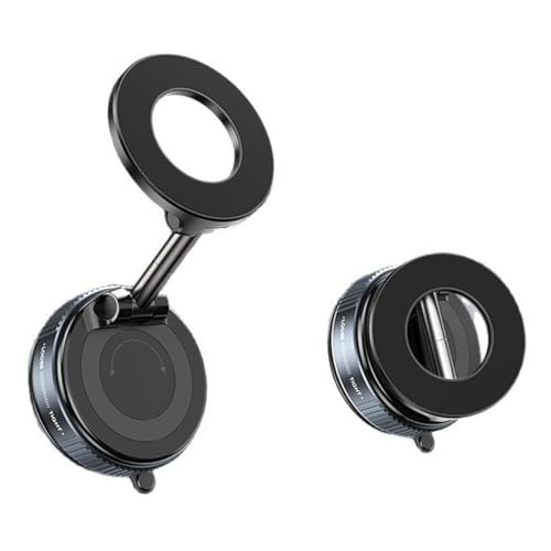 Jikasho Vacuum Magnetic Car Phone Holder for Magsafe, Hands-Free 360° Adjustable Suction Cup Phone Mount for Car/Gym/Mirror/Smooth Surface, Compatible with iPhone & Android (Space Grey) - color: Space Grey