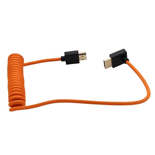 8K 4K High Speed ProRes Raw HDMI Cable for ATOMOS Ninja V Shinobi Ultra, Sony FX2 FX30, Canon C70 R1, S5ii G9 Z9 Camera Monitor Gimbal FEELWORLD Portkeys SmallHD, Up Angled, 50cm Spiral - size: Up Angled to Straight