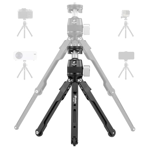 LEOFOTO 9.84" Aluminum Table Tripod with Ball Head for Camera, 360° Rotation Desktop Tripod with 1/4" Screw for Phone Adaptor/Projector/Sport Camera, Max Load 11lb - size: MT-03S with Ball Head