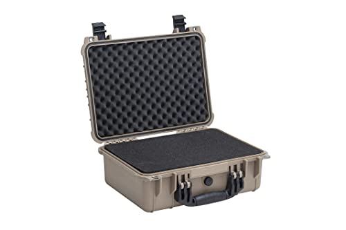 MEIJIA Portable All Weather Waterproof Camera Case With Foam,Fit Use of Drones,Camera,Equipments,Pistols,15.98x12.99x6.85inches - color: Desert Tan