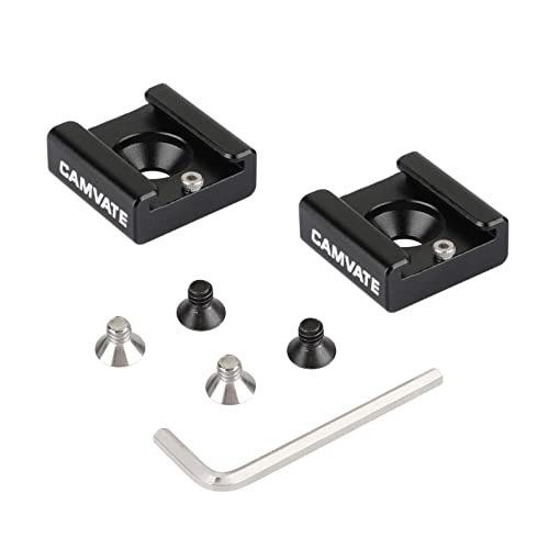 CAMVATE Cold Shoe Mount with 1/4''-20 Hole for Camera Flash Microphone Accessories(2 Pieces) - 0993 - style: 2Piece,black