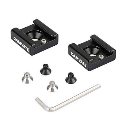 CAMVATE Cold Shoe Mount with 1/4''-20 Hole for Camera Flash Microphone Accessories(2 Pieces) - 0993 - style: 2Piece,black
