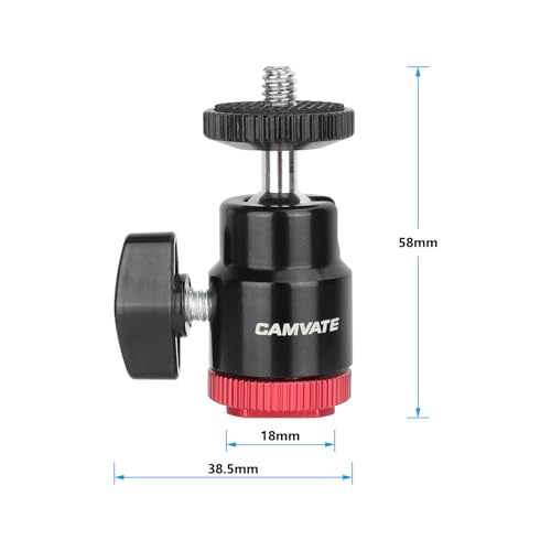 CAMVATE Camera Hot Shoe to 1/4"-20 Screw Ball Head Mount(2 Pieces)-3673
