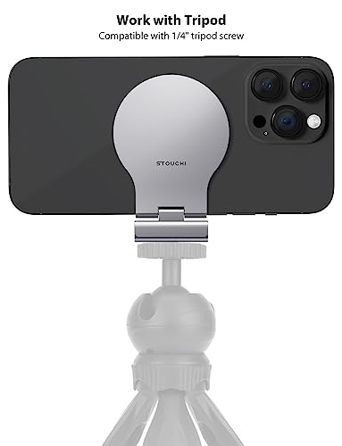 Stouchi Continuity Camera Mount for iMac, Desktop Monitor Compatible iPhone Webcam Mount with Mag-Safe - color: Silver