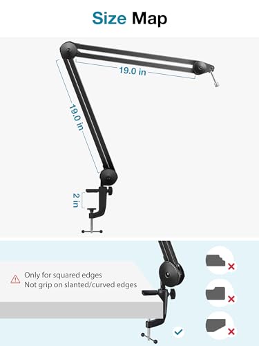 InnoGear Microphone Arm Stand, Heavy Duty Mic Arm Microphone Stand Suspension Scissor Boom Stands with Mic Clip and Cable Ties for Blue Yeti Snowball Hyper X QuadCast SoloCast Fifine Gaming(Large) - size: Large