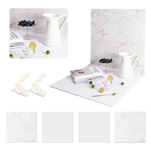 2 PCS Boards Photo Backdrop 2 Marbles Texture for Flat Lay, Food Photography Background 24x24 Inch, BEIYANG (Marble+Marble) … - color: Marble + Marble 24x24