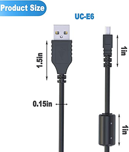 Ancable UC-E6 USB Cable, 3-Feet USB Mini-B | Universal Digital Camera Data Transfer Cord Charger Cable Compatible for Nikon CoolPix, L, D, P, Series Digital Camera