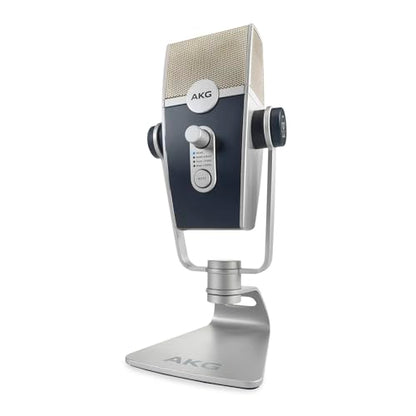 AKG Pro Audio Lyra Ultra-HD USB C Microphone for Recording, Streaming, Gaming, Podcasting, ASMR on PC and Mac, Condenser Mic for Laptop or Computer, Adjustable Stand, Plug and Play – Blue and Silver | Ultra-HD 24-Bit/192 Khz Audio, 4-Capsule Adaptive Caps