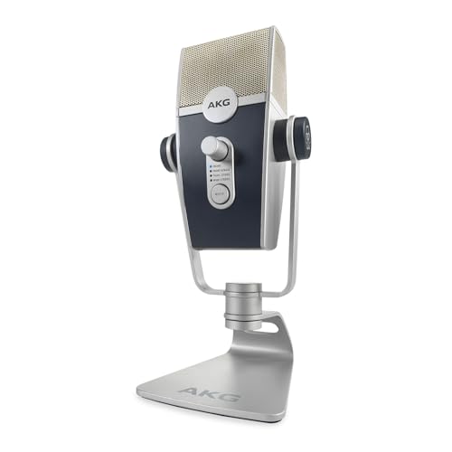 AKG Pro Audio Lyra Ultra-HD USB C Microphone for Recording, Streaming, Gaming, Podcasting, ASMR on PC and Mac, Condenser Mic for Laptop or Computer, Adjustable Stand, Plug and Play – Blue and Silver | Ultra-HD 24-Bit/192 Khz Audio, 4-Capsule Adaptive Caps