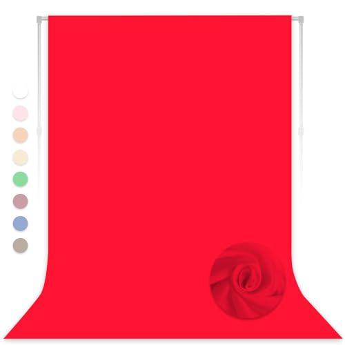 Red Photography Backdrop for Photoshoot, Fabric, 5x7 FT | Versatile Studio Photo Backgrounds, Easy to Install, for Portraits Shooting, Party Decor, Live Streaming, Video Recording - color: Red, size: 5X7 FT