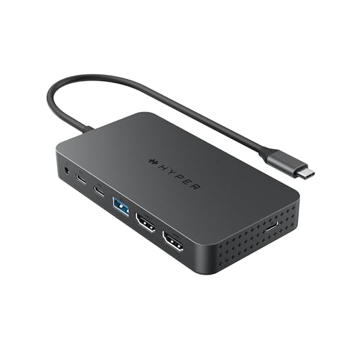 HyperDrive Next Dual 4K HDMI 7 Port USB C Docking Station for M Series MacBook, PC, Chromebook, 2x File Transfers w/ 10Gbps USB Ports, Dual 4K Docking Station Charges w/ 100W PD Power Passthrough Port - size: 7 Port USB-C Hub with 3x USB-A