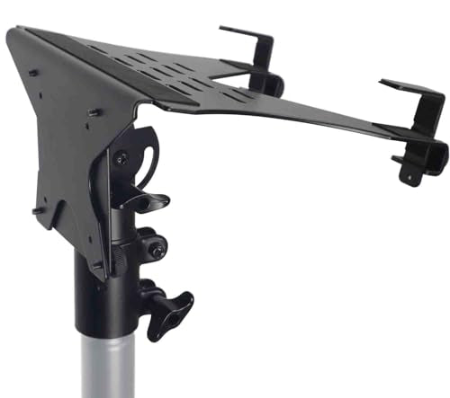 ProX X-LTF01BL Universal Laptop Tray + VESA Monitor Mounting Bracket fits on Speaker Stand 1-3/8" Pole Black