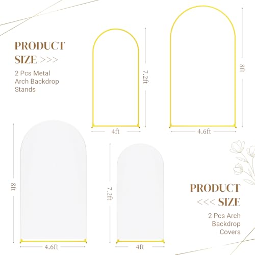 Toolterritary Metal Arch Backdrop Stand and Cover Set, 8FT, 7.2FT Party Backdrop, Easy to Assemble, Backdrop Stand for Parties, Birthday, Baby Shower - color: White, size: 8ft,7.2ft