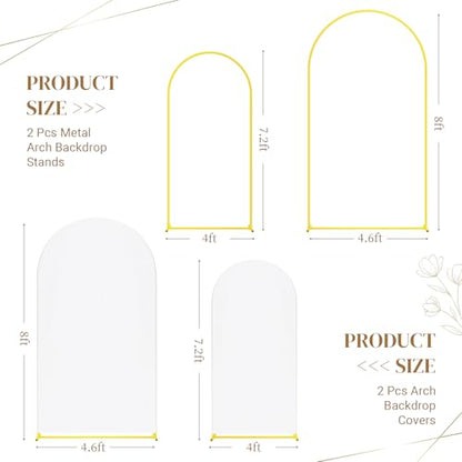 Toolterritary Metal Arch Backdrop Stand and Cover Set, 8FT, 7.2FT Party Backdrop, Easy to Assemble, Backdrop Stand for Parties, Birthday, Baby Shower - color: White, size: 8ft,7.2ft