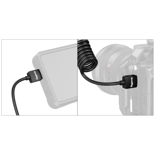SMALLRIG Coiled HDMI Cable 2.0 (A to A), 4K@60Hz 18Gbps, High Speed Supports 3D, Flexible Durable TPU Camera Cable for BMPCC 4K/6K, for Panasonic S1H/GH5, etc., for Monitor, Gimbal - 4963 - size: Coiled(A to A)