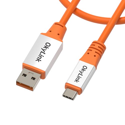 OkyLink USB 3.2 Gen 2 Type A to C Cable Male to Male 10Gbps, 1.5ft | 0.5m Orange, for Portable Hard Drive, Phone, Laptop & USB-C Hub Fast Data Transfer - color: Orange USB3.2, size: 1.5ft (0.5m)