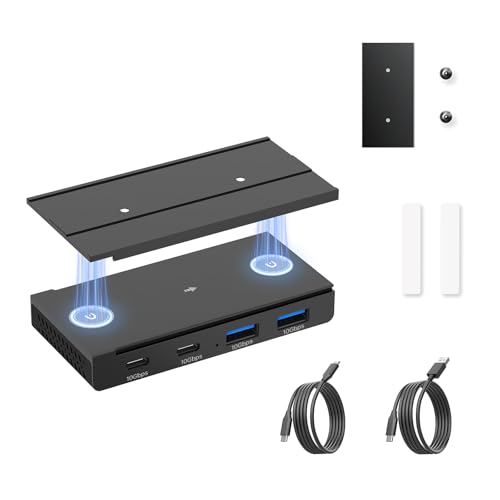 EJAY 10Gbps Magnetic USB-C Hub, 4-Port USB 3.2 Gen2 Data Transfer, Includes 2 Packs Sliding Rail, Screws and Sticky Pads for MacBook Laptop PC - color: Black, size: Hub+2 Slide Rail