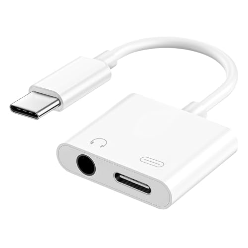 USB C to 3.5mm Headphone and Charger Adapter, Type C to Aux Jack Dongle Cable Cord with PD Fast Charging for iPhone 15/16/17 Pro/Max/Plus, iPad, Samsung Galaxy S23/S24 Ultra, Note 20(1 Pack) - color: White, size: 1 Pack