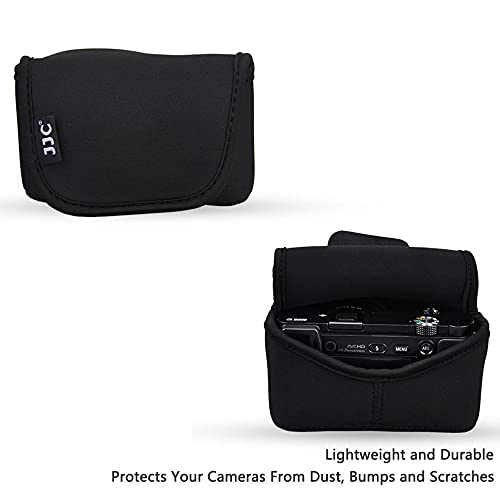 JJC Soft Neoprene Digital Camera Case Pouch Compact Bag Protector with Anti-Lost Inner Strap for Sony ZV-E10 A6500 A6400 A6300 A6100 A6000 A5500 A5100 with E 16-50mm Lens - size: for Sony ZV-E10 A6500 A6400 with Lens & More