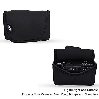 JJC Soft Neoprene Digital Camera Case Pouch Compact Bag Protector with Anti-Lost Inner Strap for Sony ZV-E10 A6500 A6400 A6300 A6100 A6000 A5500 A5100 with E 16-50mm Lens - size: for Sony ZV-E10 A6500 A6400 with Lens & More