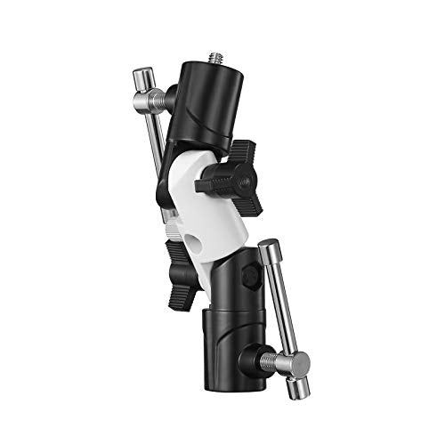 Flash Bracket U-Shape,180° Adjustable Swivel Umbrella Softbox Holder with 1/4" to 3/8" Screw &Nut Adapter and Cold Shoe Mount for DSLR Cameras,Speedlites,Tripod,Light Stand,Studio,LED Light