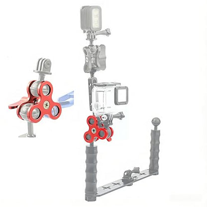 9" Double Aluminum Extension Arm (2-Pack), 1" Ball Head Underwater CNC Arm System with Three-Hole Butterfly Clamp for Strobe/Video Light/Diving Camera Tray, Waterproof & Rustproof