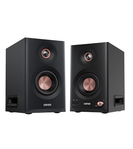 Edifier MR5 2.0 Studio Monitor Bookshelf Speakers, 110W(RMS), Hi-Res Audio, Bluetooth 6.0, 3-Way Active Design, Room Compensation, XLR/TRS/RCA Inputs, Compact Size for Home Studio & Music - Black - color: Black