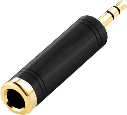 Tisino 1/4 to 3.5mm Stereo Adapter, 1/4 inch Female to 1/8 inch Male Mini Jack Aux Converter Headphone Adapter - Black, 1PCS - size: Adapter 1PCS