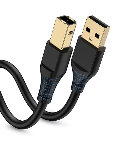HP Printer Cable 6ft, Square USB A to USB B Cable for Printer/Scanner Epson, HP, Canon, Brother, Ethernet Print Smoothly Connect to Computer/Laptop/Pc - USB 2.0 Type B Impresora Midi Long Cord, 6 Foot - size: 6FT, style: USB-A to USB-B