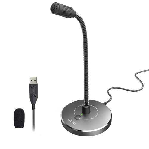 CMTECK USB Computer Microphone G009, Noise-Cancelling Recording Desktop Mic for PC/Laptop for Online Chatting, Home Studio, Podcasting, Gaming, Skype, YouTube with Mute Function(Windows/Mac) (Gray) - color: Gray