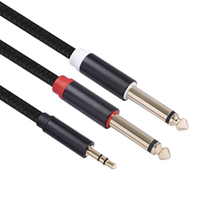 3.5mm to Dual 1/4 Adapter 1/8 to 6.35mm TS Mono Audio Cable Stereo Breakout Cord Y Splitter Compatible with iPhone, iPod, Computer Sound Card, Headphone, Speaker, Home Stereo System (3.3FT/1Pack) - size: 3.3FT/1Pack