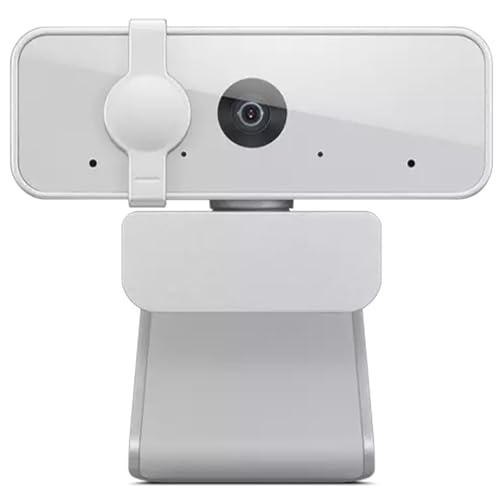 Lenovo HD 1080p Webcam (300 FHD) - Monitor Camera with 95° Wide Angle, 360° Rotation Pan & Tilt, Dual Microphones – Attachable Desktop Cam with Privacy Shutter for Remote Work, Streaming & Gaming - color: Cloud Gray, style: 300 FHD