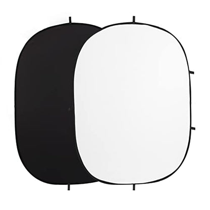 5x6.5ft Double-Sided Pop Up Backdrop, Matte Black & White Wrinkle-Resistant Collapsible Background with Carry Bag, Portable Reflector for Photography, Live Streaming, Video Calls, Headshots - color: Black & White