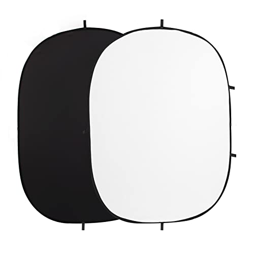 5x6.5ft Double-Sided Pop Up Backdrop, Matte Black & White Wrinkle-Resistant Collapsible Background with Carry Bag, Portable Reflector for Photography, Live Streaming, Video Calls, Headshots - color: Black & White
