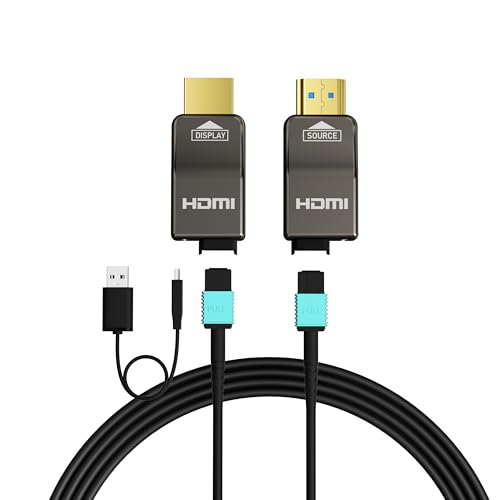 RUIPRO 8K Detachable Full Fiber Optic Armored HDMI 2.1 Cable 15FT, Ultra High Speed 48Gbps, Support 8K@60Hz 4K@120Hz, Dynamic HDR, eARC, Compatible with PS5/Xbox/Blu-ray/TV/Monitor/Projector - size: 15FT