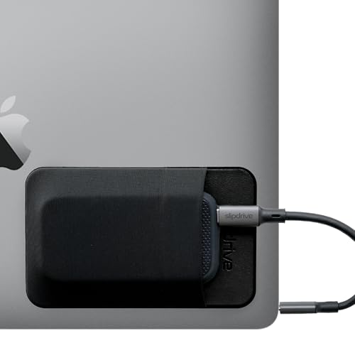 Slipdrive - Portable Hard Drive Sleeve for Laptop - SSD Solid State Drive - Reusable Adhesive - Stick on External Hard Drive Carrying Case - Pocket Pouch (Small, Black) - color: Black, size: Small (For SSD)