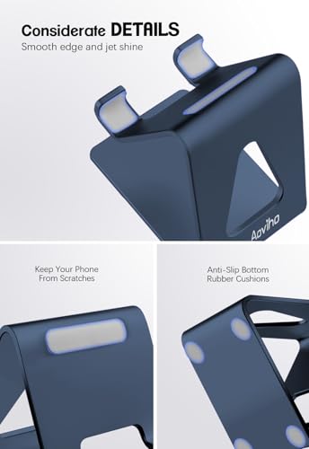 Aoviho Desk Cell Phone Stand Phone Holder - Aluminum Phone Cradle Dock for iPhone 13 12 pro 11 X Xs max 8 7 6 6s Plus SE 5 5s SE Samsung, All Smart Phones (Navy Blue) - color: Navy Blue