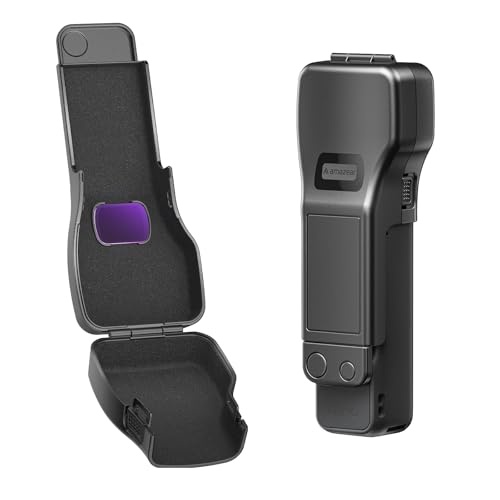 AMAZEAR Gimbal Screen Protective Cover for DJI OSMO Pocket 4/3/Xtra Muse, Pocket4 Accessories Portable Lens Cap Hard Case with Soft Lining for Carry/Protection/Storage, Quick Open/Close, Black - color: Black