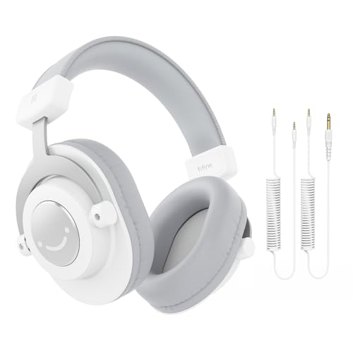 FIFINE Studio Monitor Headphones, Wired Over-Ear Computer Headphones with 3.5mm to 6.35mm Jack for Mixer/Amplifier/PC, Closed-Back Headset with Flexible Headband for Music Vocal Recording-H8 White - color: White