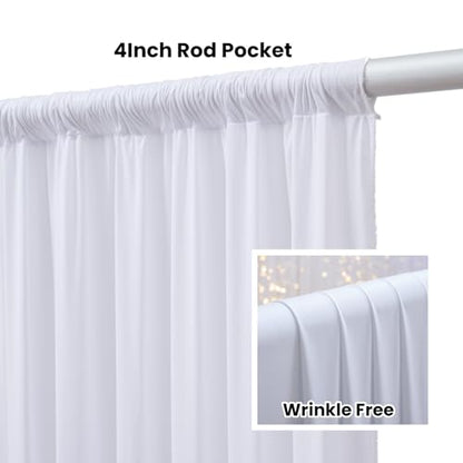 10FTx12FT White Wrinkle-Free Wedding Backdrop Curtain -Silky Washable White Polyester Drapes for Baby Showers, Birthday Parties, Photography, and Wedding Receptions-2 Panels 5FTx12FT - color: White, size: W5' x H12'(2 panels)