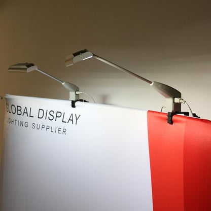 Trade Show Lights LED Display and Exhibit Arm Lighting, Connectable Tradeshow Lights Included Clamps, Mounting Brackets, Power Cables, Connect Cables (2pcs Grey) - color: Gray