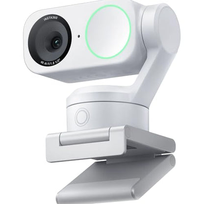 Insta360 Link 2 - PTZ 4K Webcam (White) for PC/Mac, 1/2" Sensor, AI Tracking, HDR, AI Noise-Canceling Mic, Gesture Control for Streaming, Video Calls, Gaming Bundle with Flexible Tripod & Lens Cloth