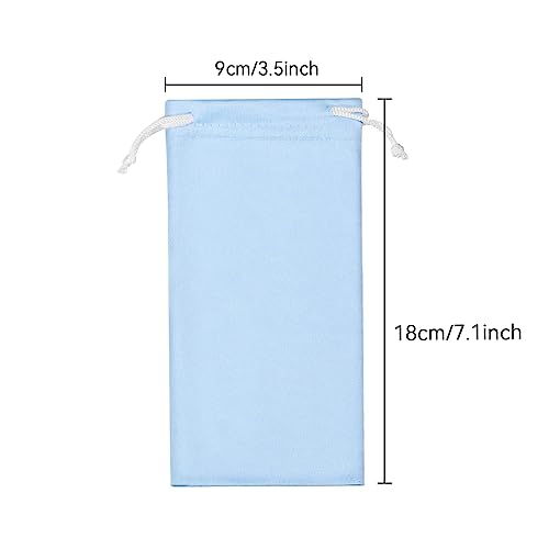 6pcs Eyeglasses Sunglasses Microfiber Pouch Bag, Cell Phone Storage Pouch 7.1" x 3.5" - color: Blue