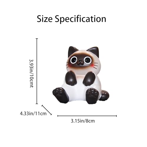 Cute Siamese Cat Phone Stand, Resin Desktop Phone Holder with Stable Base, Kawaii Cat Figurines Desk Decor Ornament for Home Office